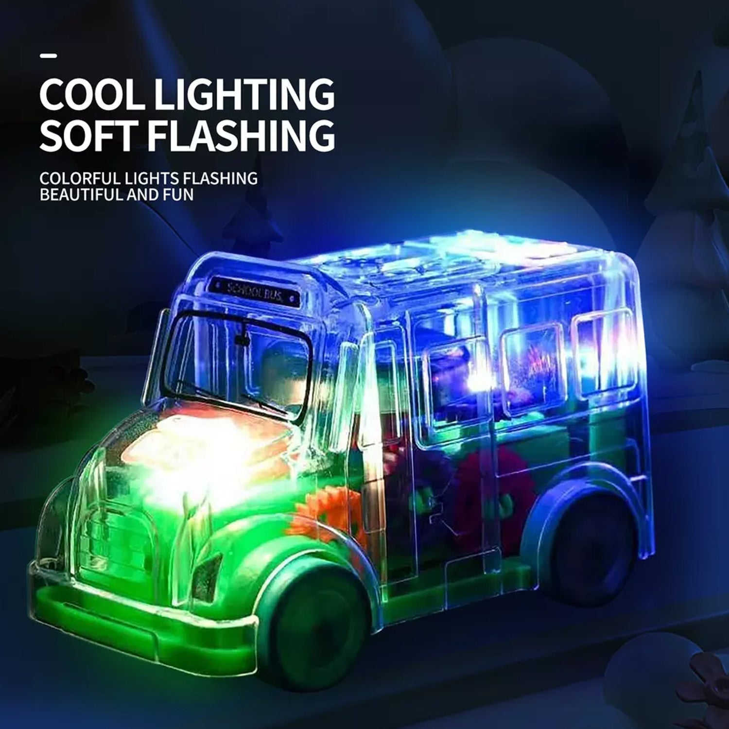 1996 Transparent Musical Mini School Bus Toy for Kids DeoDap 1996 Transparent Musical Mini School Bus Toy for Kids DeoDap